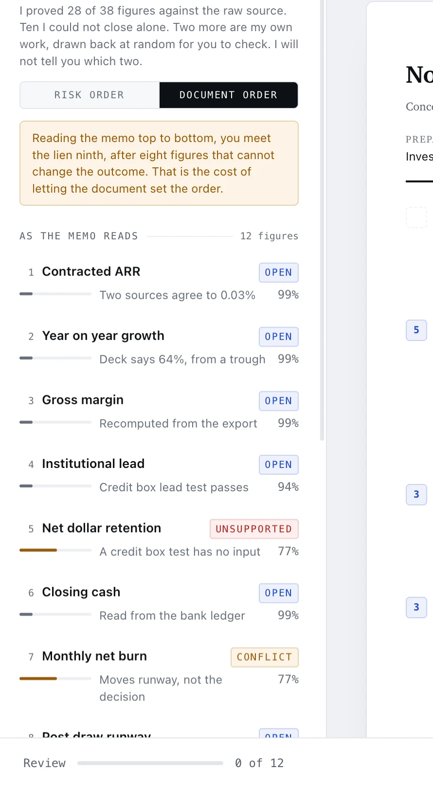 The same queue in document order, where the lien falls to ninth