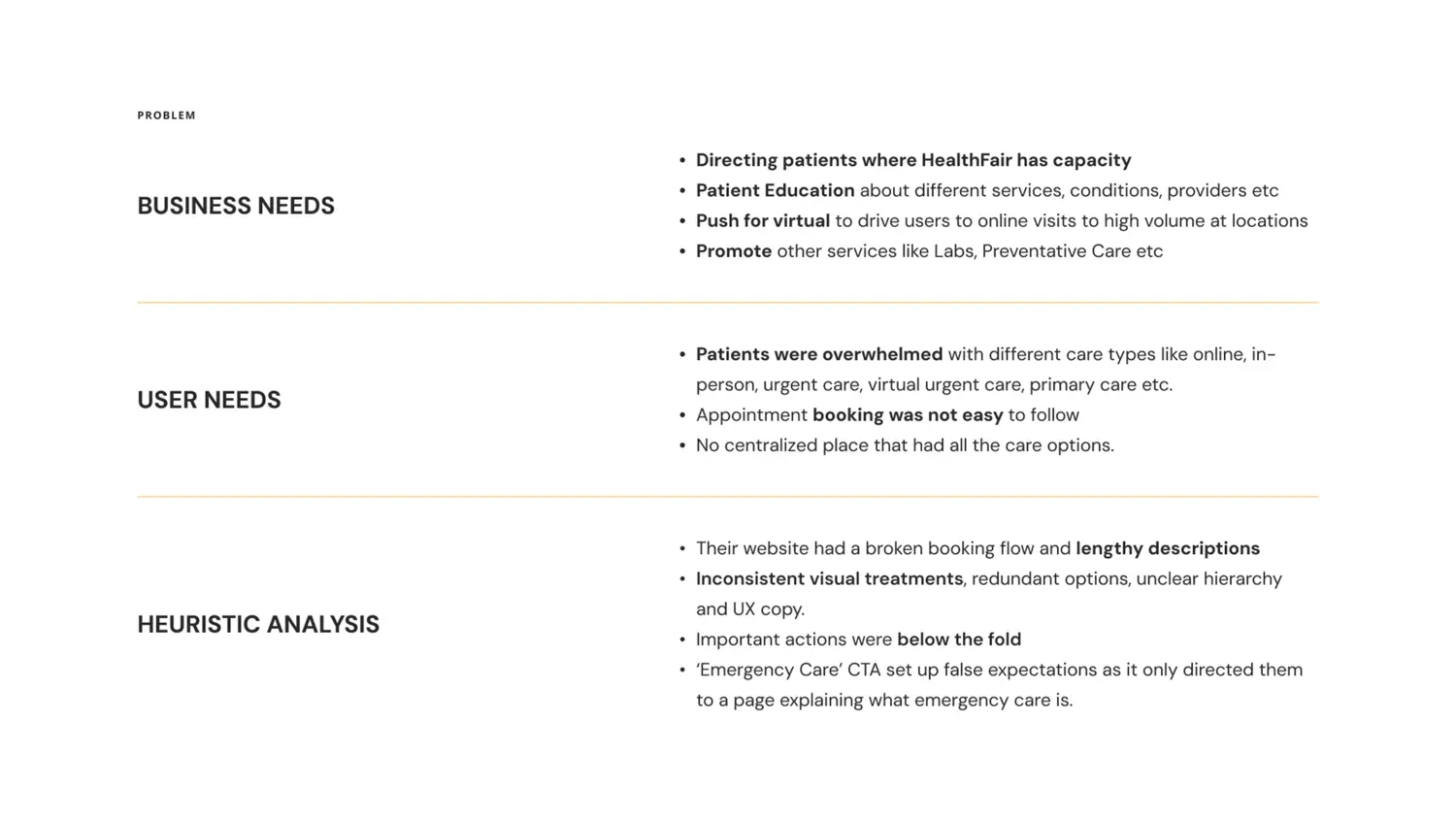 Business needs, user needs and heuristic analysis