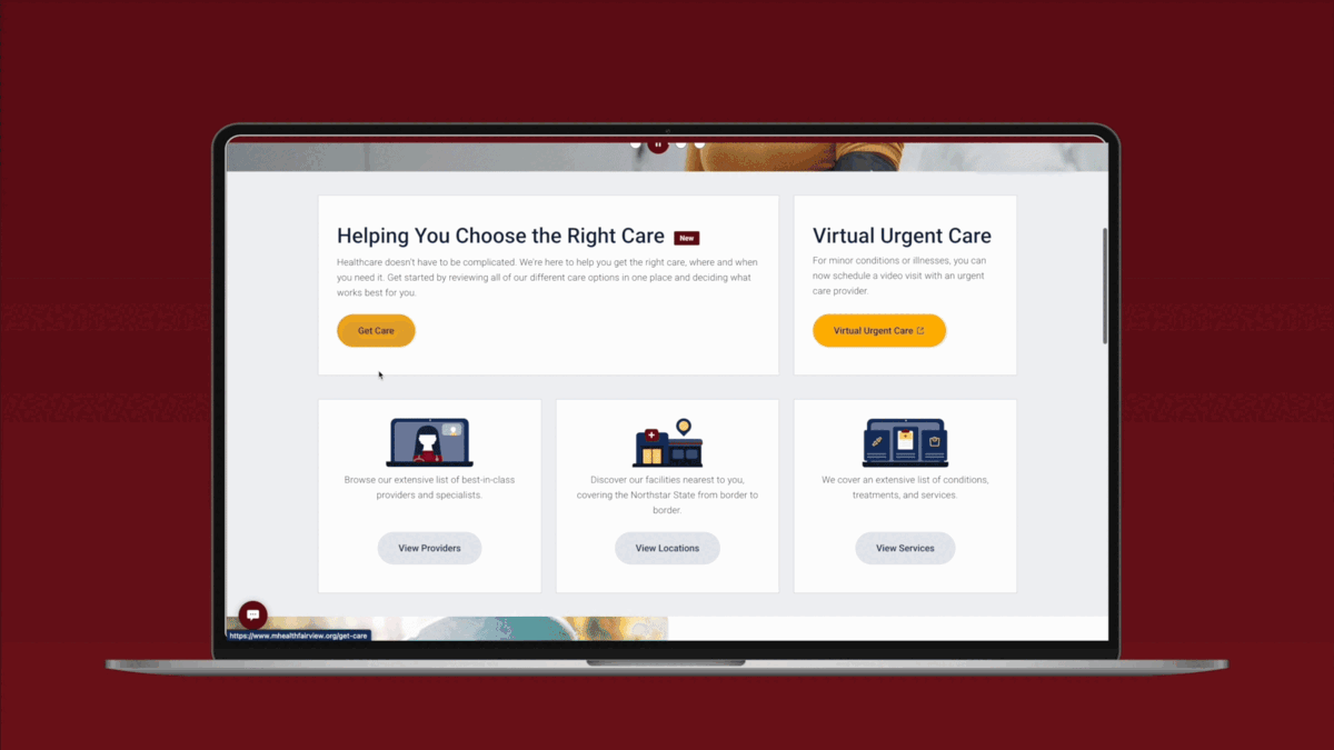 Choose the right care page in motion