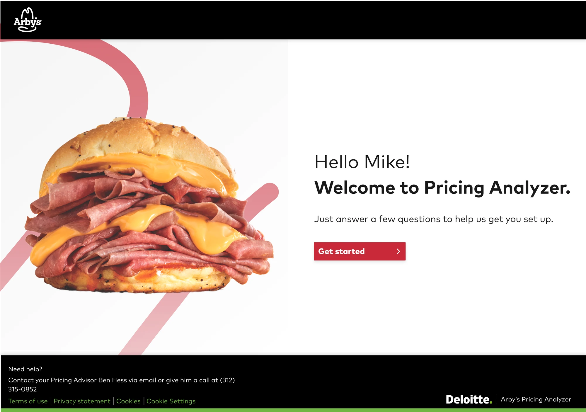 Arby's pricing analyzer onboarding