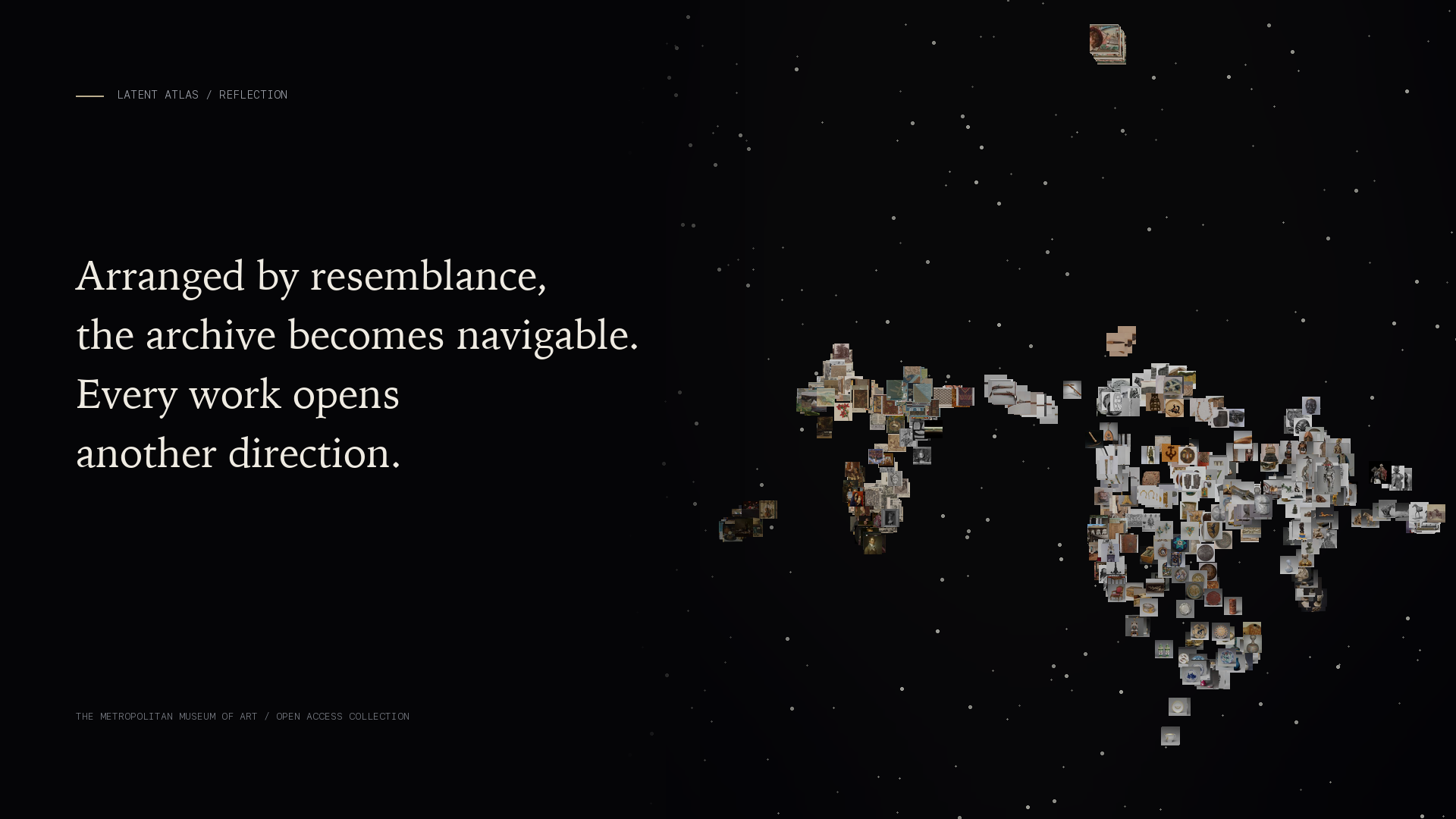 Latent Atlas reflection showing the collection arranged by resemblance